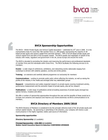 BVCA Directory of Members 2009-2010 media pack - BVCA admin