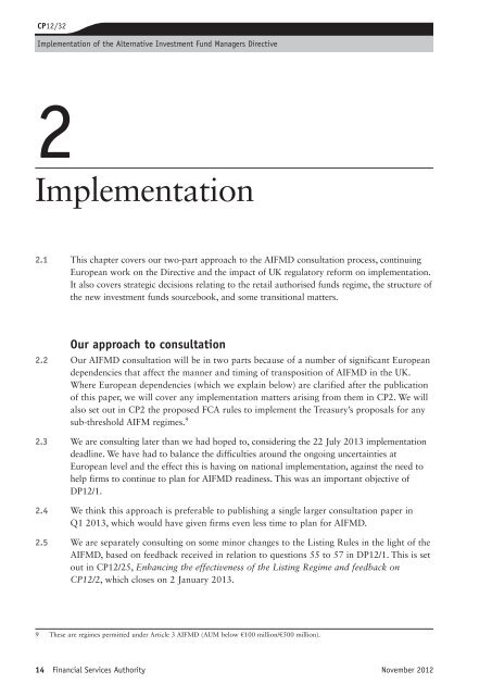 CP12/32: Implementation of the Alternative ... - BVCA admin