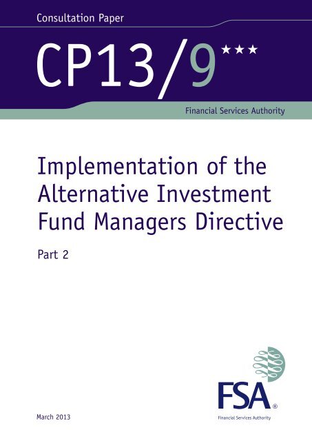 CP13/9 Implementation of the Alternative Investment ... - BVCA admin