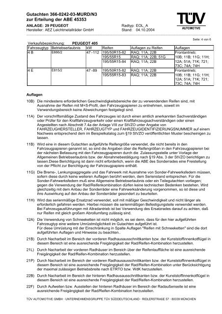 Gutachten 366-0242-03-MURD/N3 zur Erteilung der ... - Reifen.com