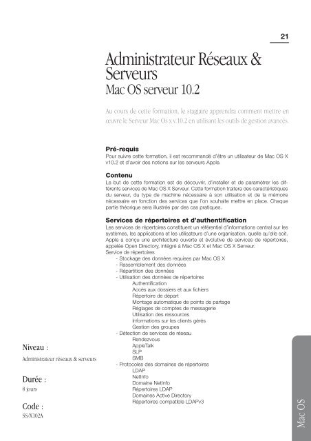 Catalogue des formations - Apple