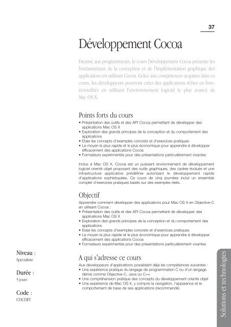 Catalogue des formations - Apple