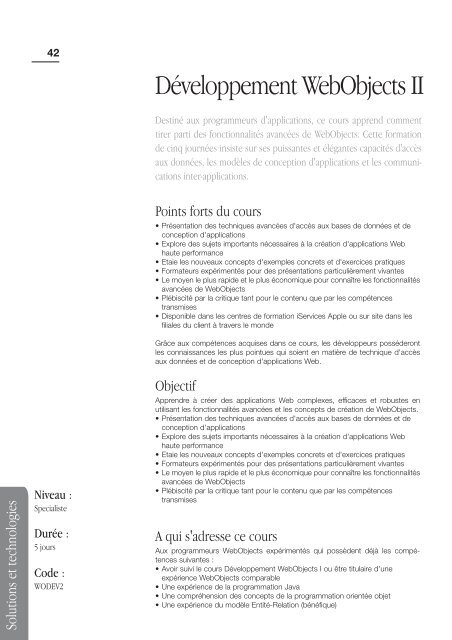 Catalogue des formations - Apple