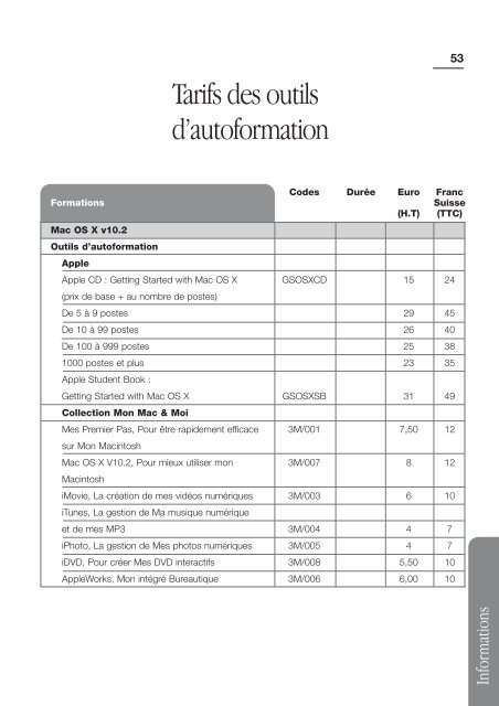 Catalogue des formations - Apple