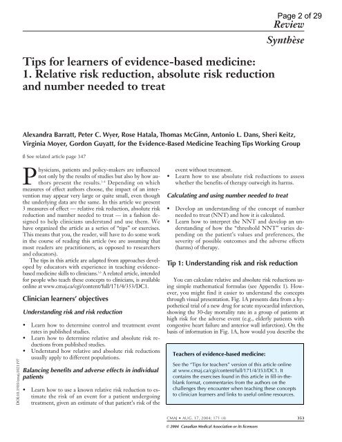 Tips for Learners of Evidence-Based Medicine