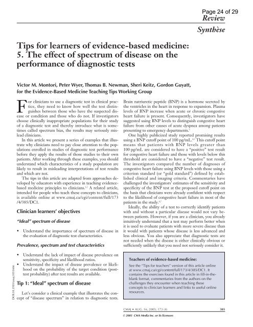 Tips for Learners of Evidence-Based Medicine