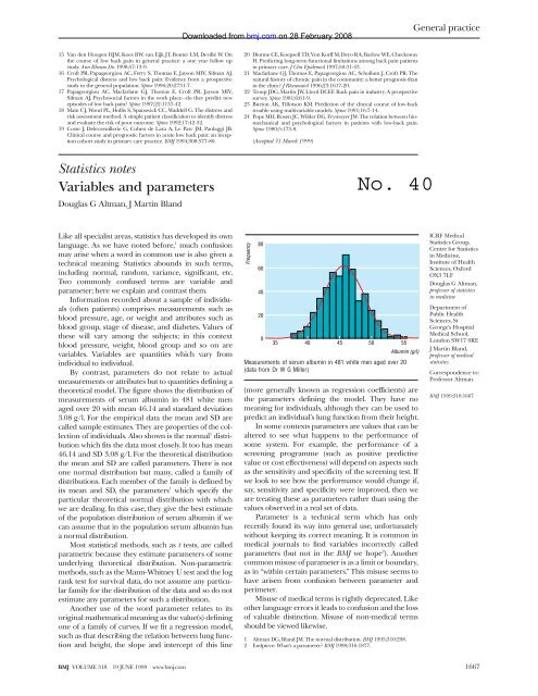 BMJ Statistical Notes Series List by JM Bland: http://www-users.york ...