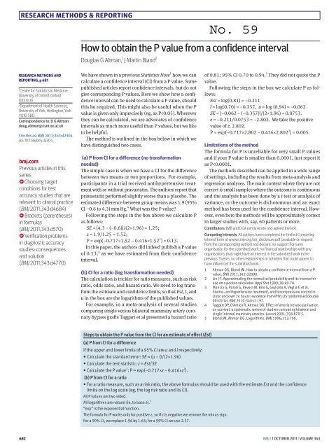 BMJ Statistical Notes Series List by JM Bland: http://www-users.york ...