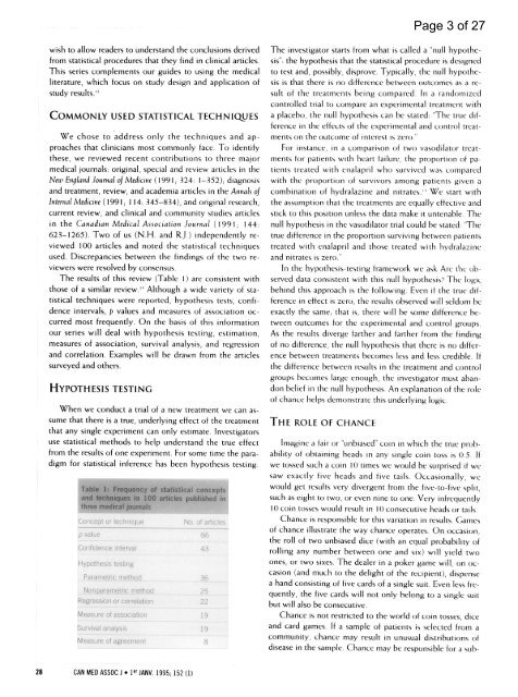 CMAJ 1995 Basic Statistics for Clinicians