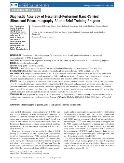 Diagnostic accuracy of hospitalist-performed hand-carried ...