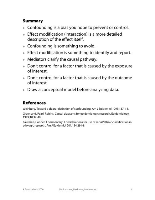 Data Analysis: Confounders, Mediators, and Moderators