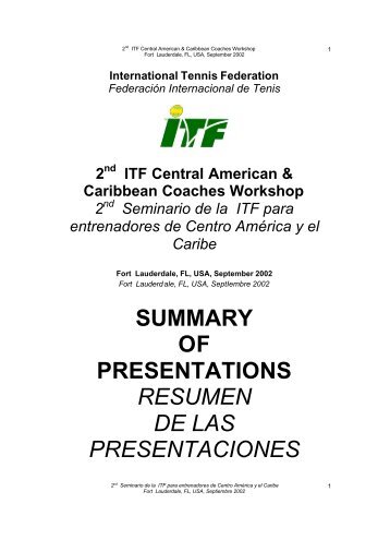 summary of presentations resumen de las ... - Coaching - ITF
