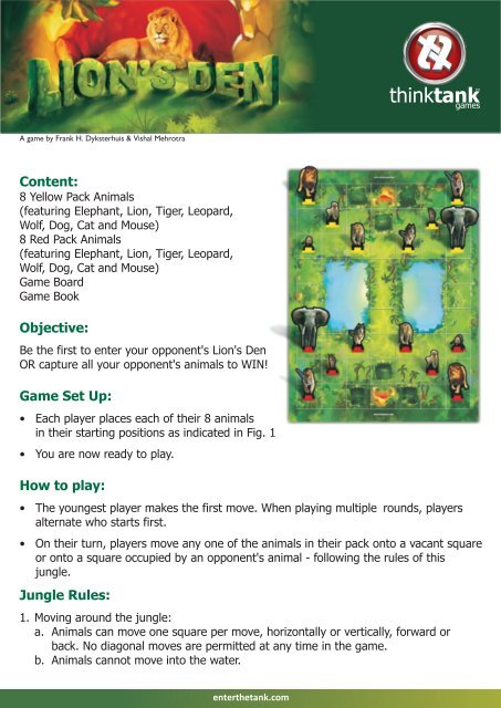 Content: Objective: Game Set Up: How to play: Jungle Rules