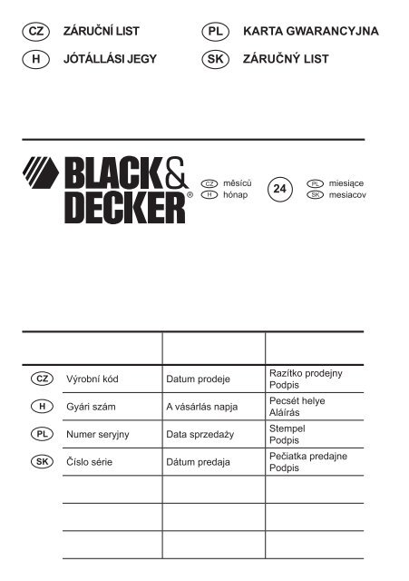 KC460LN - Service - Black & Decker