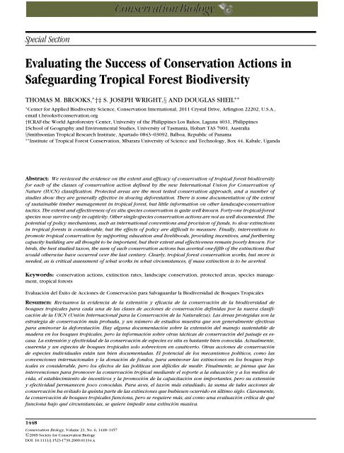 Evaluating the Success of Conservation Actions in Safeguarding ...