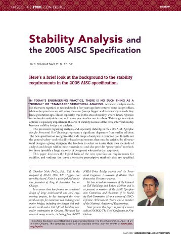 Stability Analysis and the 2005 AISC Specification - Modern Steel ...