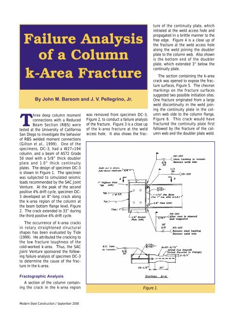 Failure Analysis of a Column k-Area Fracture - Modern Steel ...