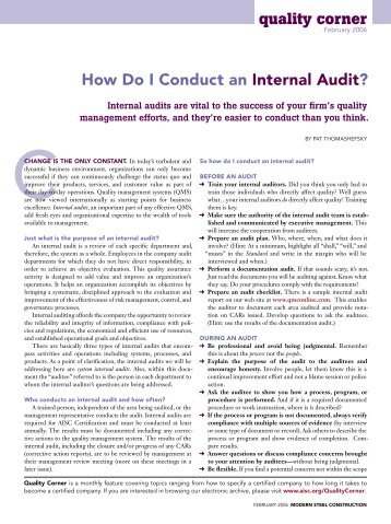 How Do I Conduct an Internal Audit? - Modern Steel Construction