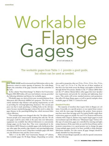 Workable Flange Gages - Modern Steel Construction