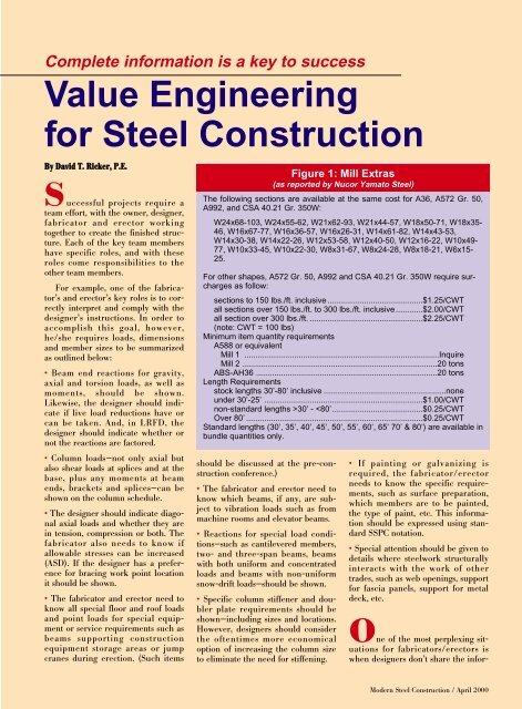 Value Engineering for Steel Construction - Modern Steel Construction