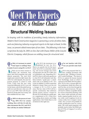 Meet the Experts at MSC's Online Chats: Structural Welding Issues