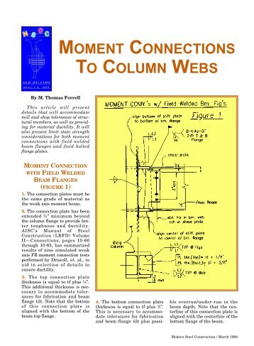 Moment Connections To Column Webs - Modern Steel Construction