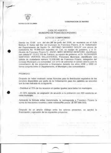 Francisco Pizarro - Nariño - Proyectos Aprobados - CDIM - ESAP