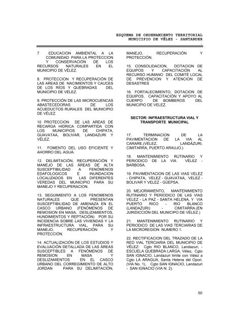 Esquema de Ordenamiento Territorial - Velez ... - CDIM - ESAP