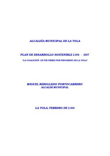 Plan de Desarrollo - La Tola - Nariño - 2004 - CDIM - ESAP