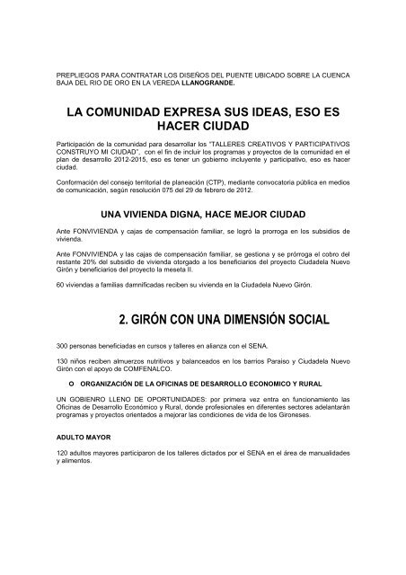 Girón - Santander - IG - 100 días - 2012 - CDIM - ESAP