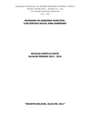 con sentido social para gobernar - Mahates