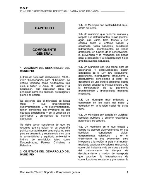 Componente General Plan de Ordenamiento ... - CDIM - ESAP