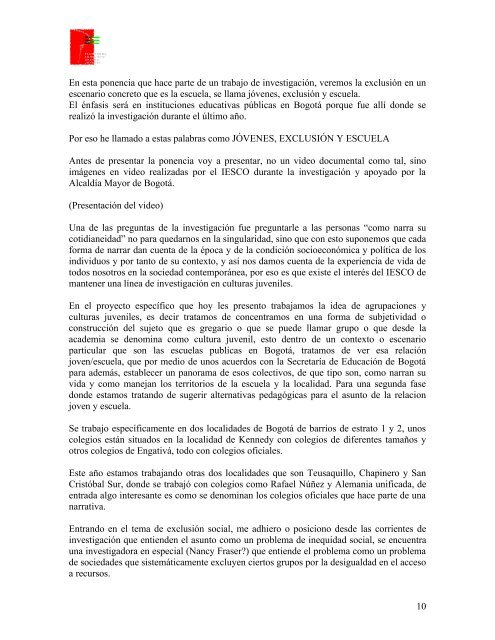 Identidad y exclusión social juvenil - CDIM - ESAP