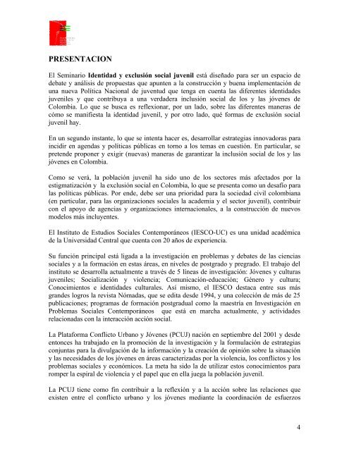 Identidad y exclusión social juvenil - CDIM - ESAP