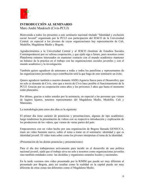 Identidad y exclusión social juvenil - CDIM - ESAP