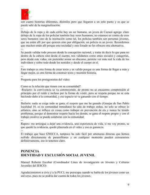 Identidad y exclusión social juvenil - CDIM - ESAP