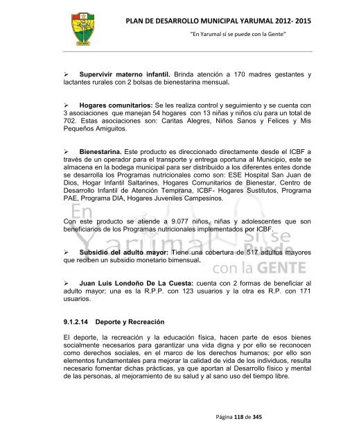 plan de desarrollo municipal yarumal 2012- 2015 - CDIM - ESAP