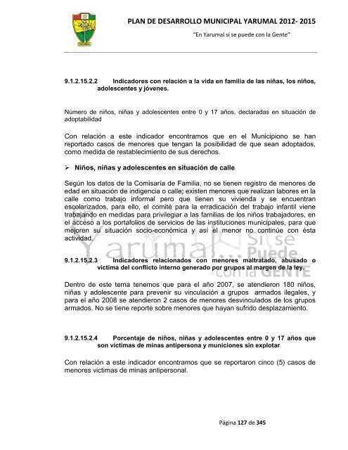 plan de desarrollo municipal yarumal 2012- 2015 - CDIM - ESAP