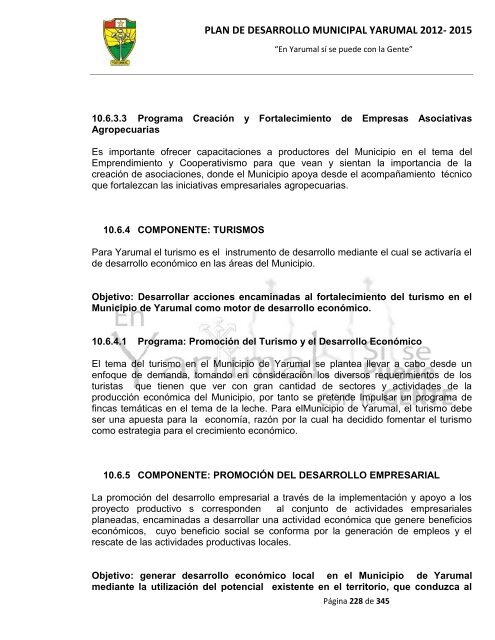 plan de desarrollo municipal yarumal 2012- 2015 - CDIM - ESAP