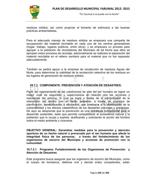 plan de desarrollo municipal yarumal 2012- 2015 - CDIM - ESAP