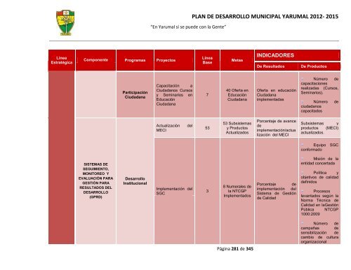 plan de desarrollo municipal yarumal 2012- 2015 - CDIM - ESAP