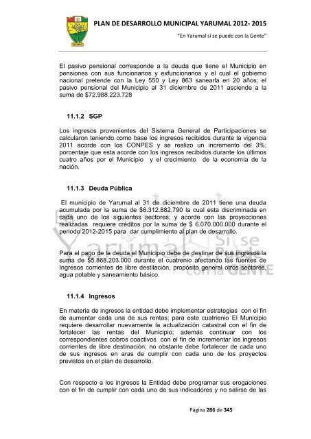 plan de desarrollo municipal yarumal 2012- 2015 - CDIM - ESAP