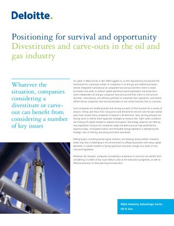 Divestitures and carve-outs in the oil and gas industry - Deloitte
