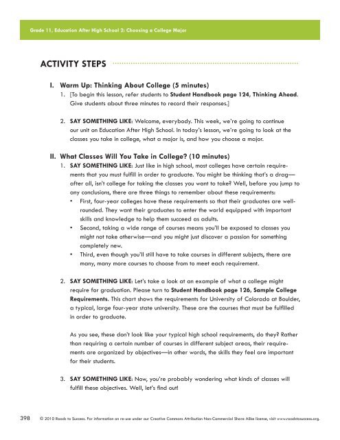 Facilitator's Guide: - College in Colorado