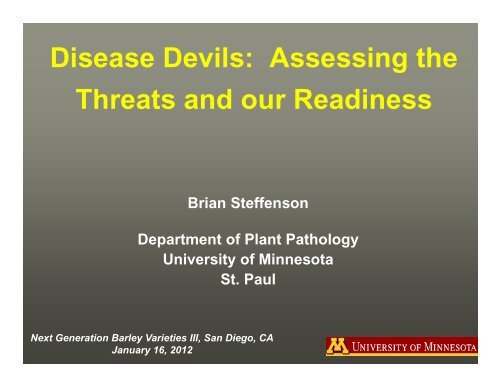 Disease Devils: Assessing the Threats and our Readiness