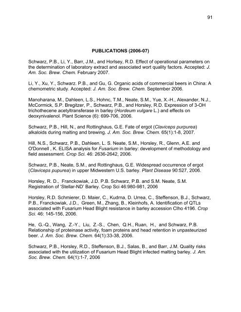 Annual Progress Report on Malting Barley Research March, 2007