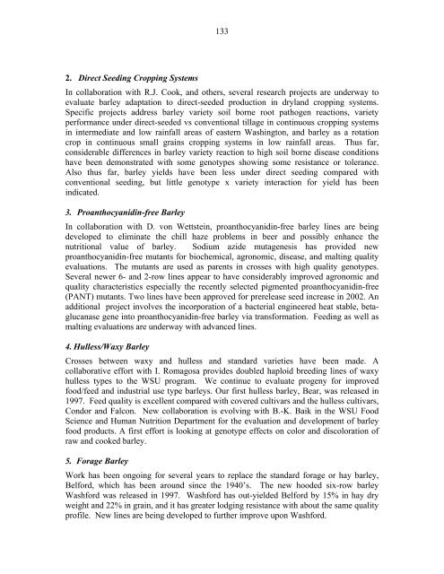 Annual Progress Report on Malting Barley Research March, 2002