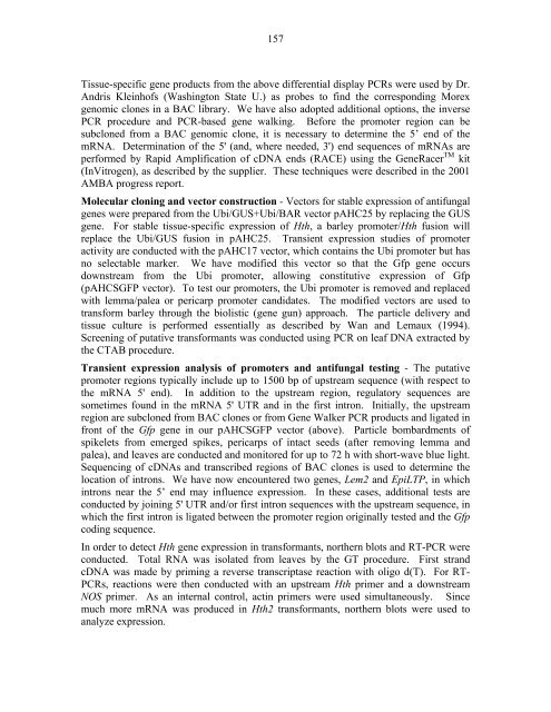 Annual Progress Report on Malting Barley Research March, 2002