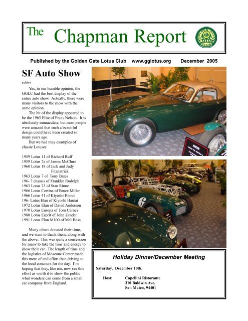 Chapman Report - Golden Gate Lotus Club