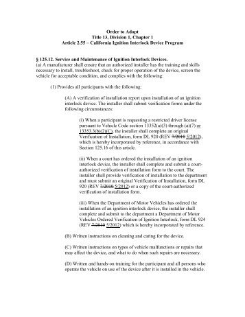 Ignition Interlock Devices - California Department of Motor Vehicles